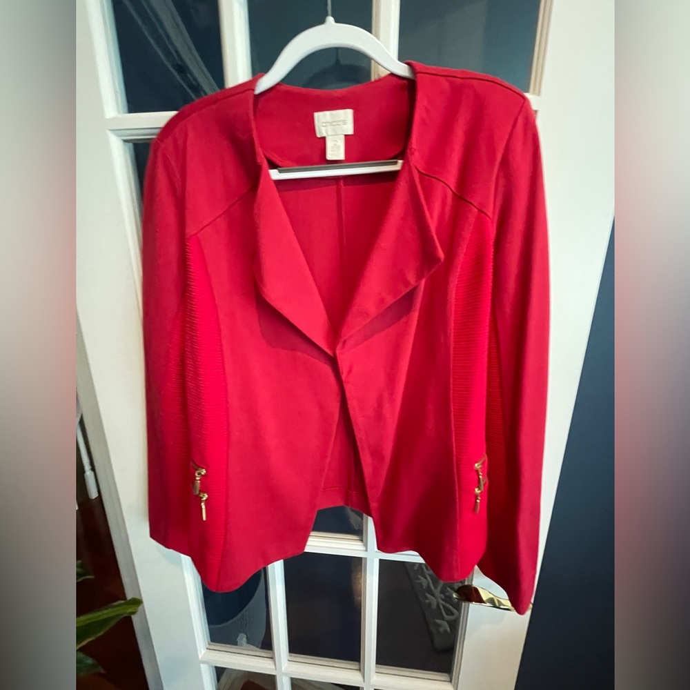 Chicos, rich red zip up jacket